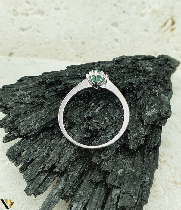 Inel Aur Alb 18k, Diamante, Smarald [3]