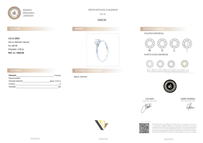 Inel Aur Alb 9k, Diamant de 0.25 ct [4]