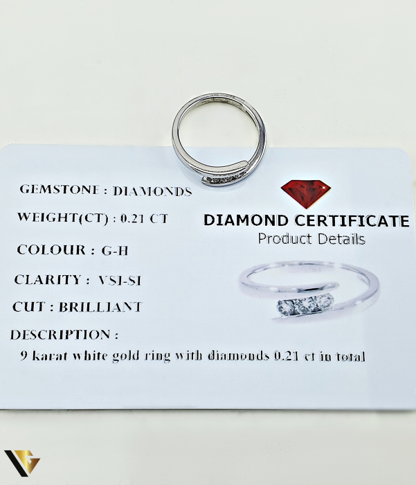 Inel Aur Alb 9K, Diamante 0.21 ct [3]