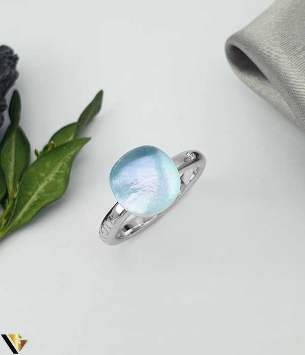 Inel Bigli Mini Sweety 18K , Rock Crystal Blues si Diamant 0.02 ct [2]
