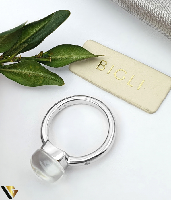 Inel Bigli Mini Sweety 18K , Rock Crystal Blues si Diamant 0.02 ct [3]
