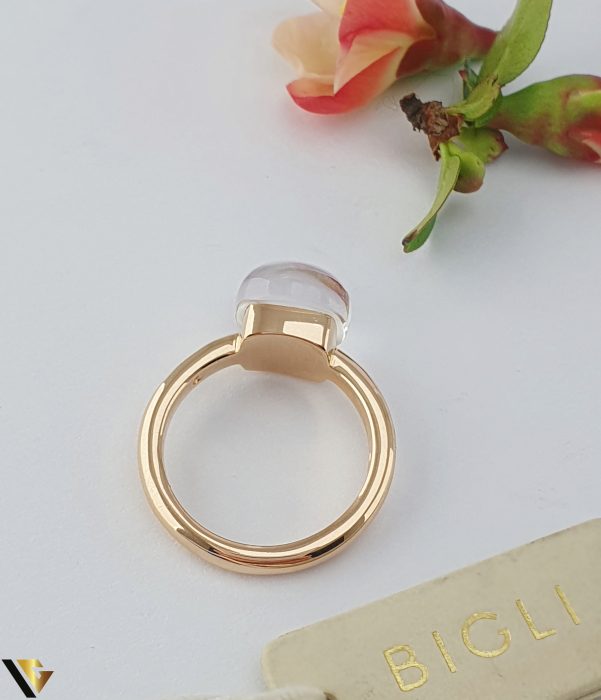 Inel Bigli Mini Sweety din Aur 18K, Rubin, Cristal Rock si Diamant 0.02 ct [4]