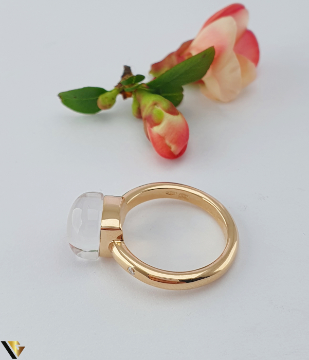 Inel Bigli Mini Sweety din Aur 18K, Rubin, Cristal Rock si Diamant 0.02 ct [2]