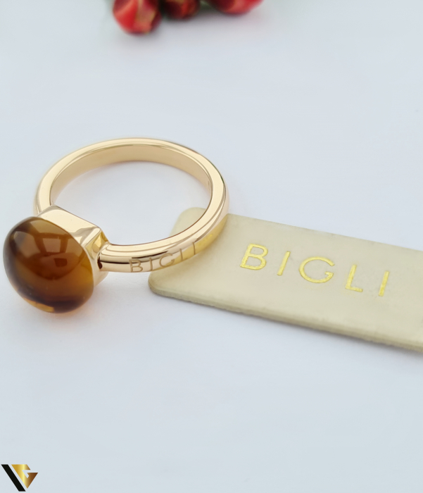 Inel Bigli Mini Sweety din Aur 18K, Citrin Madeira si Diamant 0.02 ct  6.81g [2]