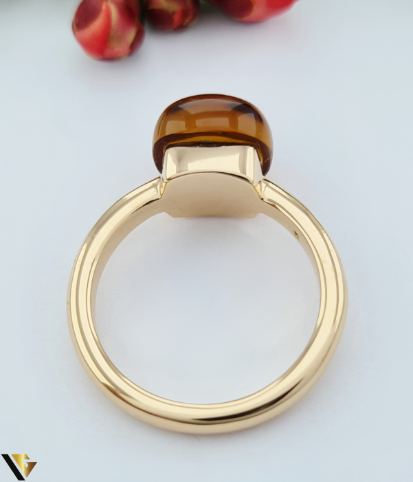 Inel Bigli Mini Sweety din Aur 18K, Citrin Madeira si Diamant 0.02 ct  6.81g [3]
