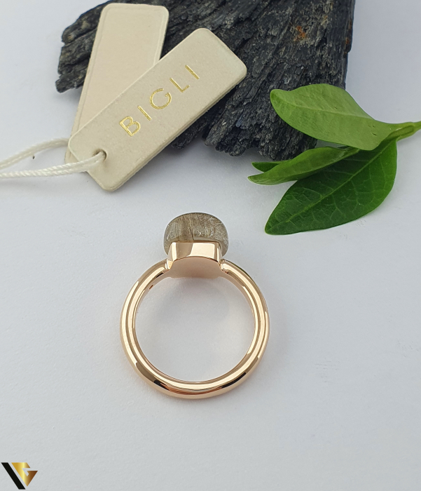 Inel Bigli Mini Sweety din Aur 18K, Cuart Rutilat si Diamant 0.02 ct [4]