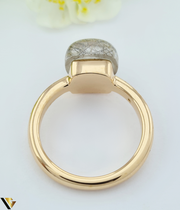 Inel Bigli Mini Sweety din Aur 18K, Cuart Rutilat si Diamant 0.02 ct  6.92g [3]