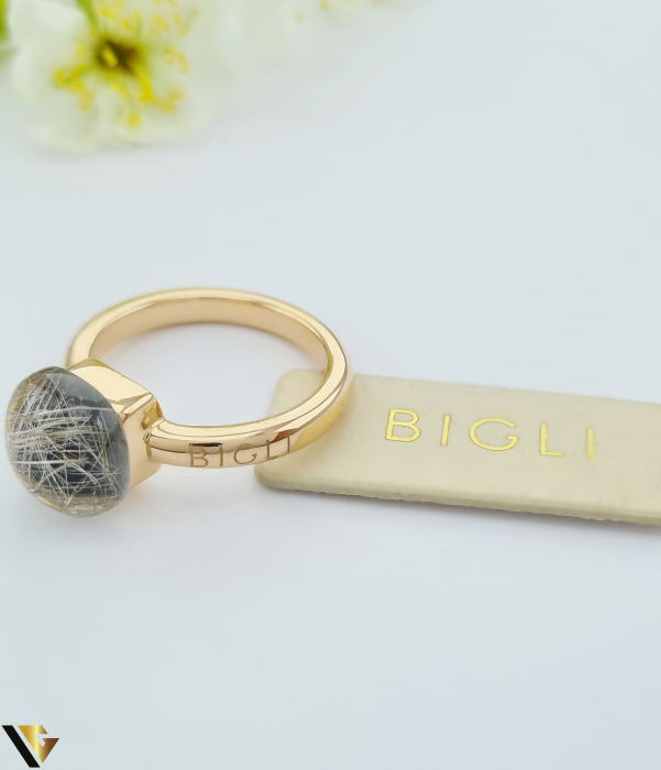 Inel Bigli Mini Sweety din Aur 18K, Cuart Rutilat si Diamant 0.02 ct  6.92g [2]