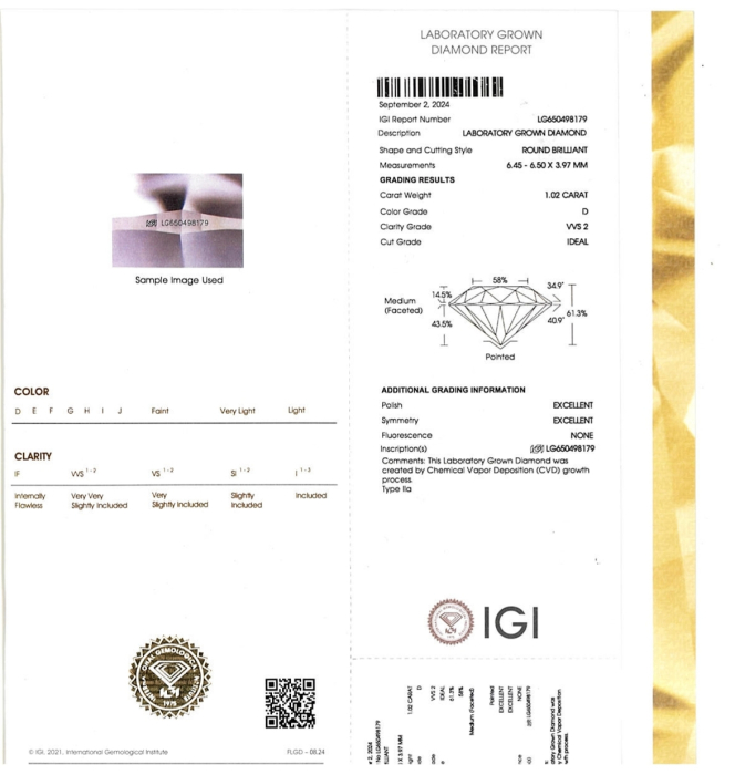 Inel Aur Alb 18k, Diamant Lab-Grown 1.02 ct [5]