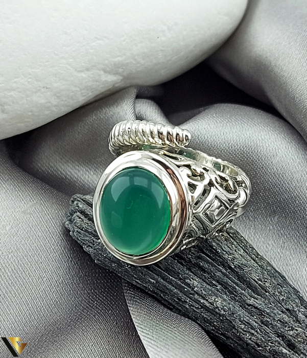 Inel din argint 925, Onix verde [2]