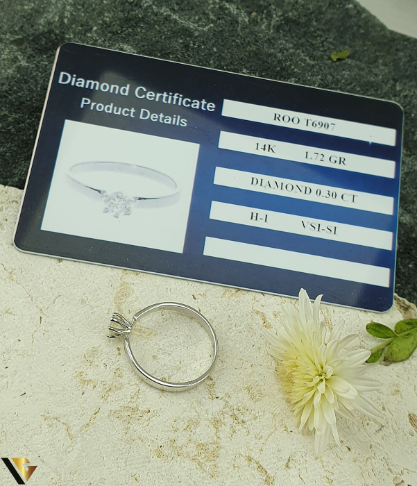 Inel Logodna Aur Alb 14k, Diamant  0.30 ct [4]