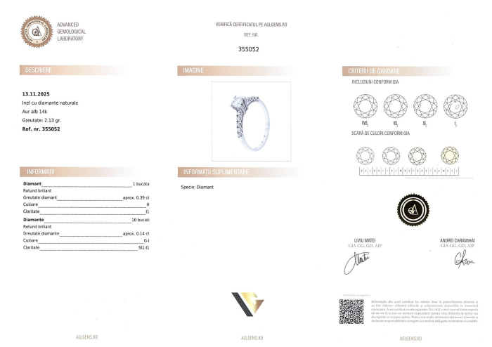 Inel Logodna Aur Alb 14k, Diamante 0.53 ct [4]