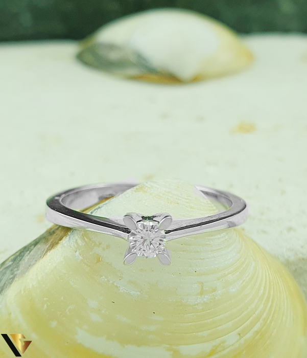Inel Logodna Aur Alb 18k, Diamant 0.10 ct [2]