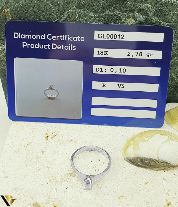 Inel Logodna Aur Alb 18k, Diamant 0.10 ct [5]