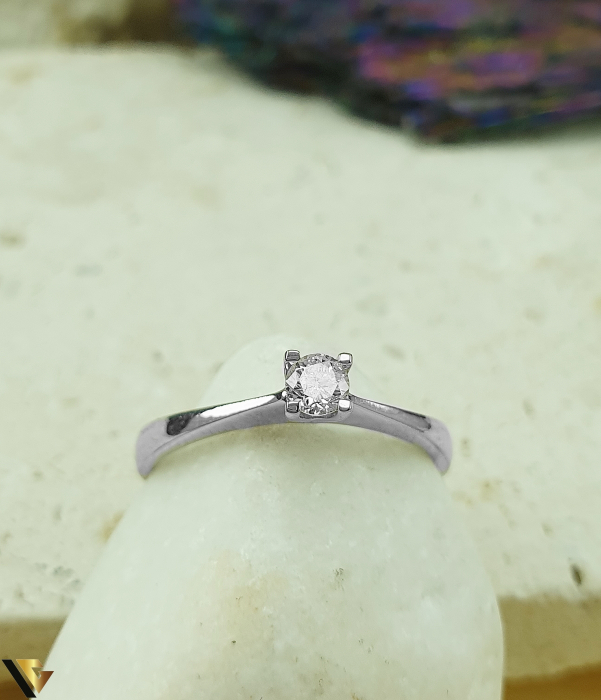 Inel Logodna Aur Alb 18k, Diamant 0.14 ct [2]