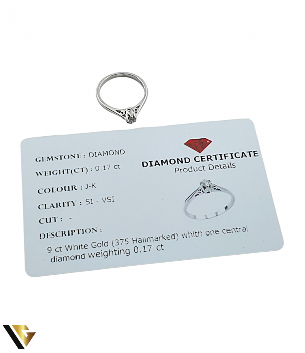 Inel Logodna Aur Alb 9k, Diamant 0.17 ct [4]