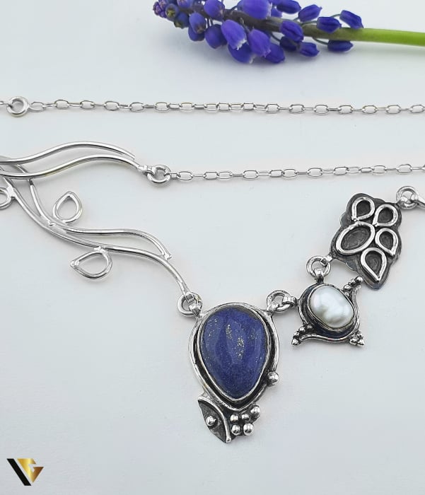 Colier Argint 925,Lapis Lazului, Perla [2]
