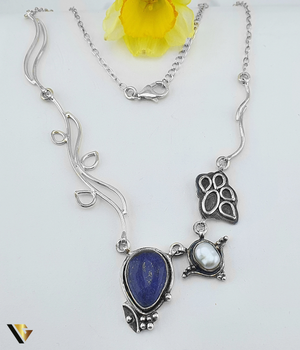 Colier Argint 925,Lapis Lazului, Perla [1]