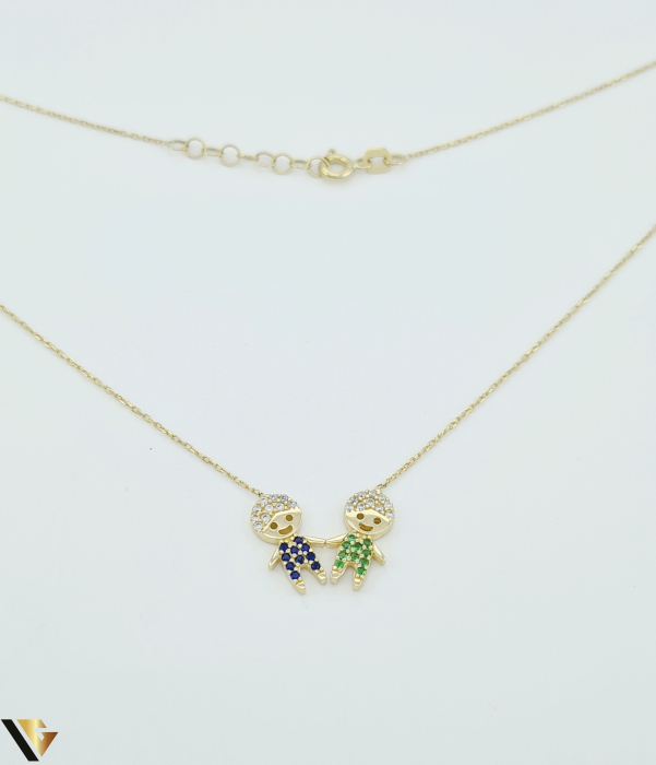 Lant cu Pandantiv Aur 14k, 2 baieti [2]