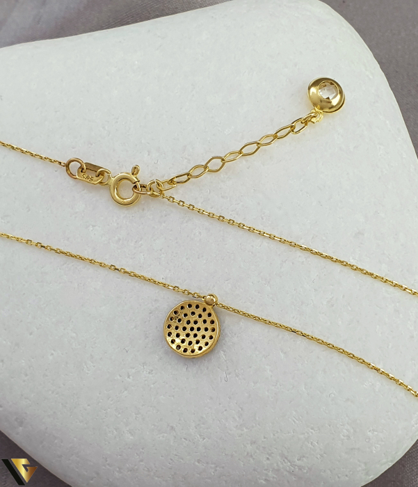 Lant cu Pandantiv Aur 14k Cristale de zirconiu Greutate: 2.08 g Diametru pandantiv: 8 mm Lungime: 41- 44 cm Latime: 1.1 mm Marcaj / Titlu: "585" Locatie: Bacau Calea Marasesti Tel:0756943079 [2]
