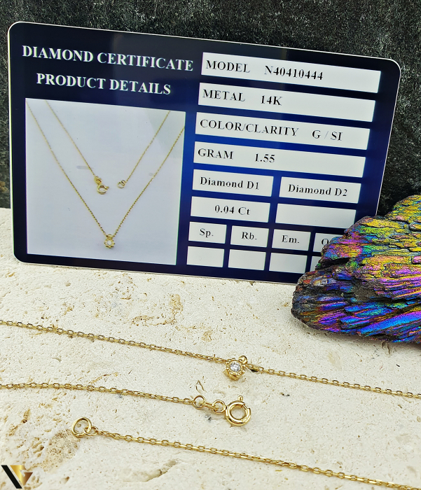Lant cu Pandantiv Aur 14k, Diamant 0.04 ct [3]