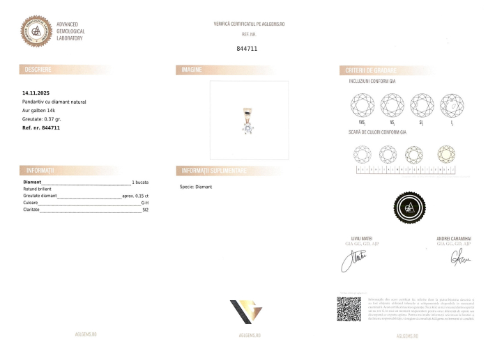 Lant cu Pandantiv Aur 14k, Diamant 0.15 ct [4]