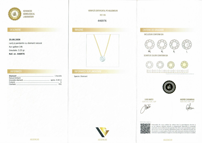 Lant cu Pandantiv Aur 14k, Diamant 0.50 ct [5]