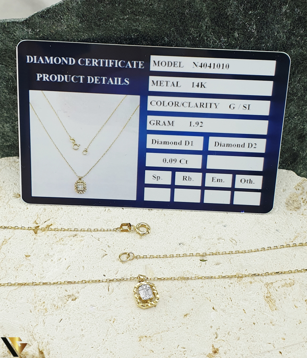 Lant cu Pandantiv Aur 14k, Diamante 0.09 ct in total [3]