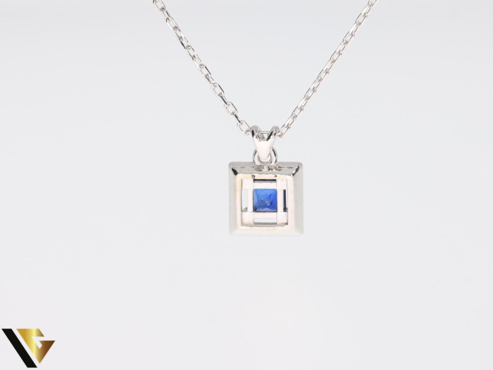 Lant cu Pandantiv Aur 14k, Diamante 0.10 ct, Safir [4]