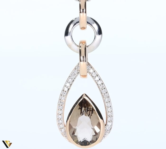 Lant cu Pandantiv Aur 14k, Cuart Fumuriu 2.00 ct, Diamante 0.15 ct [2]