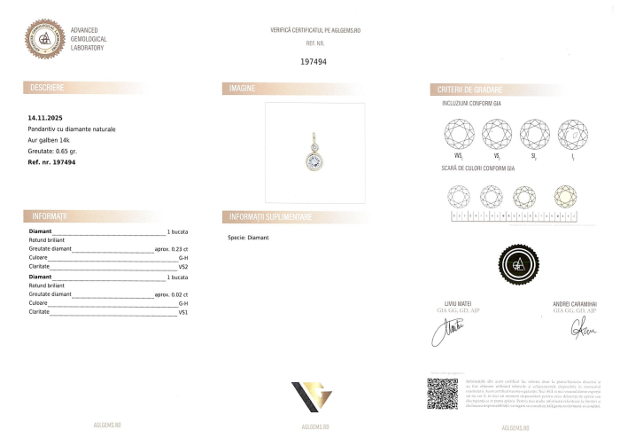 Lant cu Pandantiv Aur 14k, Diamante 0.25 ct [4]