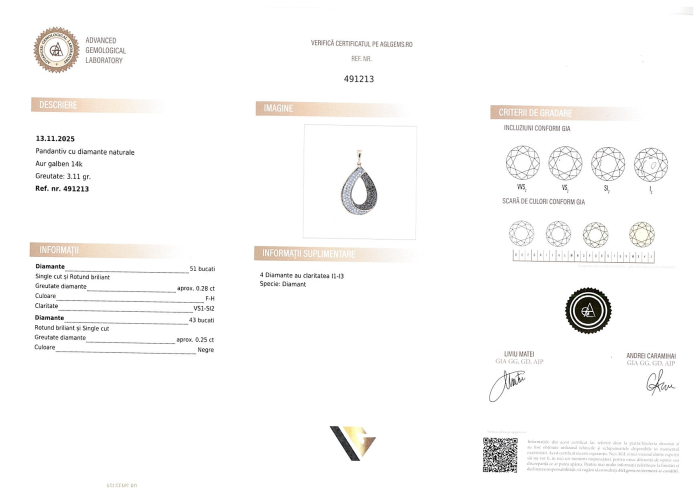 Lant cu Pandantiv Aur 14k, Diamante 0.53 ct [4]