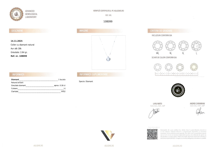 Lant cu Pandantiv Aur 18k, Diamant 0.16ct [4]