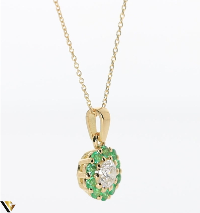 Lant cu Pandantiv Aur 18k, Diamant 0.21 ct, Smaralde 0.17 ct [3]