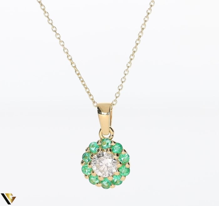 Lant cu Pandantiv Aur 18k, Diamant 0.21 ct, Smaralde 0.17 ct [2]