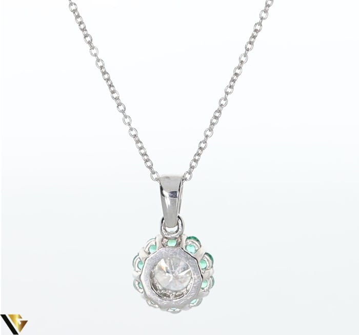 Lant cu Pandantiv Aur 18k, Diamant 0.23 ct, Smaralde 0.18 ct [3]