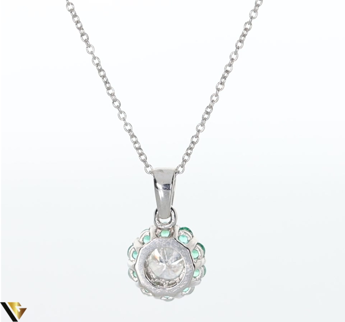 Lant cu Pandantiv Aur 18k, Diamant 0.23 ct, Smaralde 0.18 ct [4]