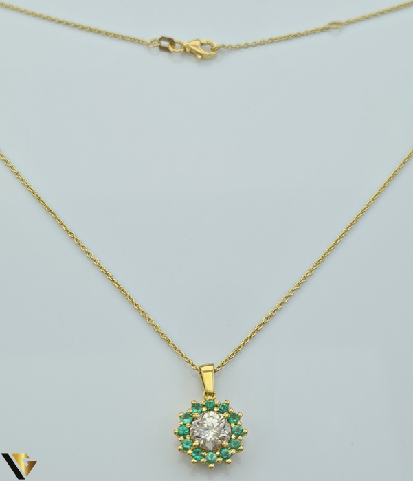 Lant cu Pandantiv Aur 18k, Diamant 1.20 ct, Safire 0.42 ct [4]