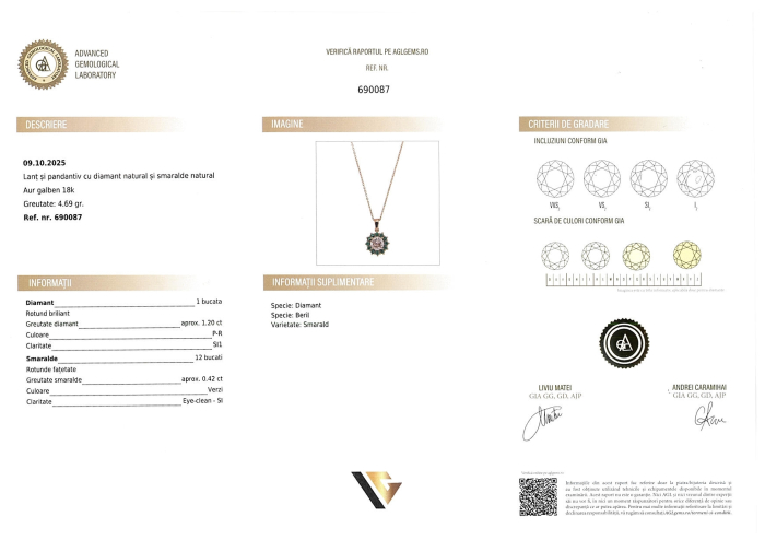 Lant cu Pandantiv Aur 18k, Diamant 1.20 ct, Safire 0.42 ct [5]