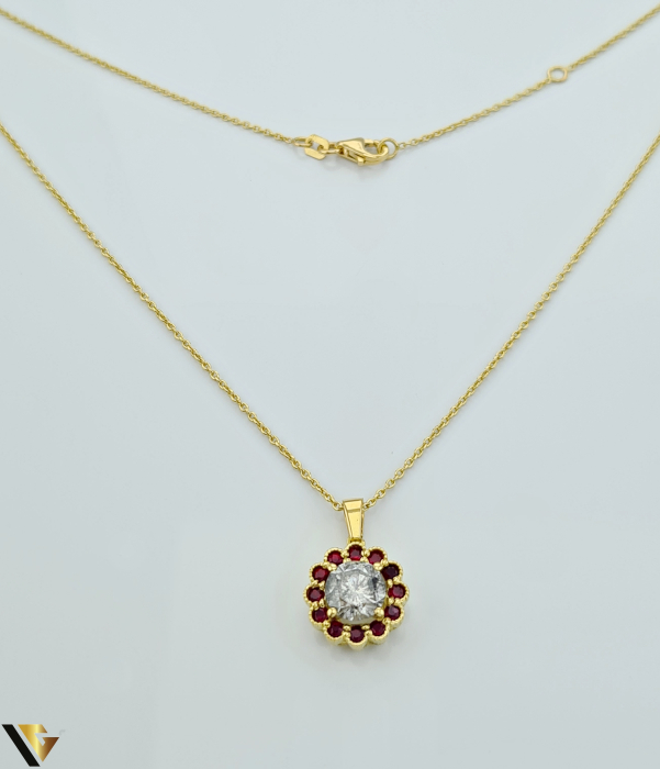 Lant cu Pandantiv Aur 18k, Diamant 1.36 ct, Safire 0.46 ct [4]