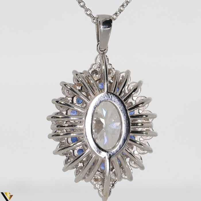 Lant cu Pandantiv Aur 18k, Diamant 4.27 ct, Safire 1.01 ct [4]