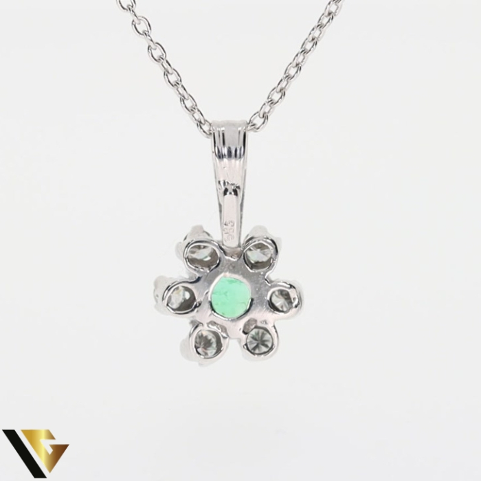 Lant cu Pandantiv Aur 14k ,18k, Diamante 0.18ct, Smarald [3]