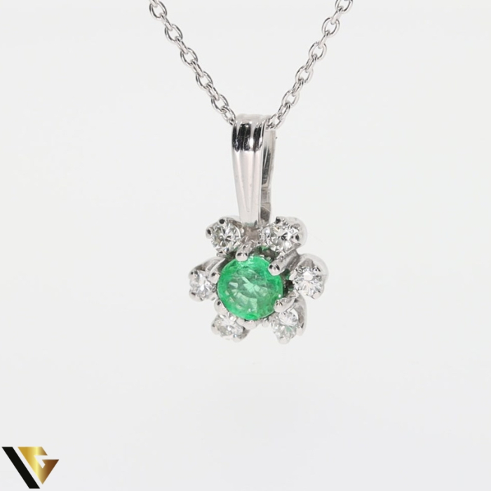 Lant cu Pandantiv Aur 14k ,18k, Diamante 0.18ct, Smarald [2]