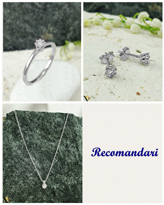Lant cu Pandantiv Aur Alb 14k, Diamant 0.04 ct [4]