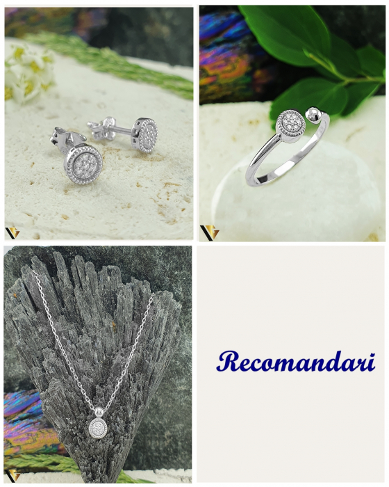 Lant cu Pandantiv Aur Alb 14k, Diamante 0.02 ct in total [4]