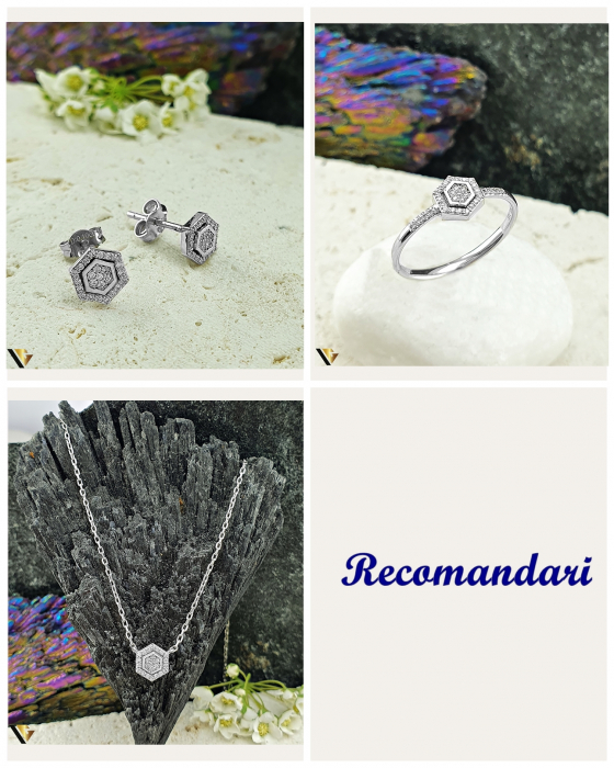 Lant cu Pandantiv Aur Alb 14k, Diamante 0.05 ct in total [4]