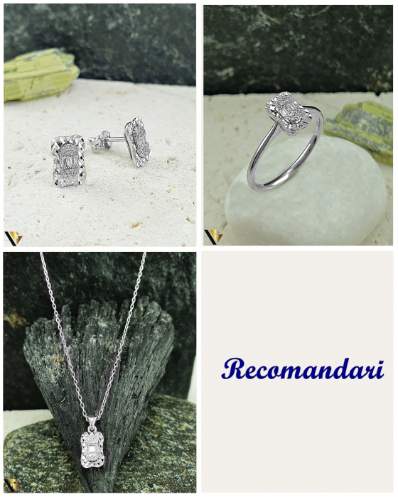Lant cu Pandantiv Aur Alb 14k, Diamante 0.06 ct in total [4]