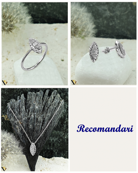 Lant cu Pandantiv Aur Alb 14k, Diamante 0.07 ct in total [4]