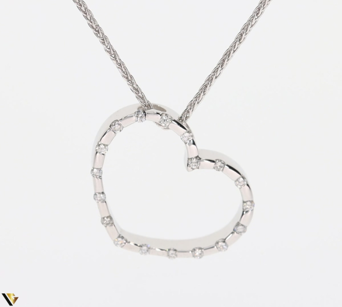 Lant cu Pandantiv Aur Alb 14k, Diamante 0.20 ct [2]