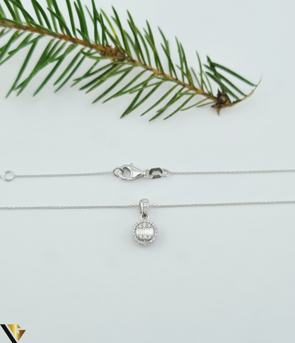 Lant cu Pandantiv Aur Alb 18k, Diamante 0.20 ct [2]